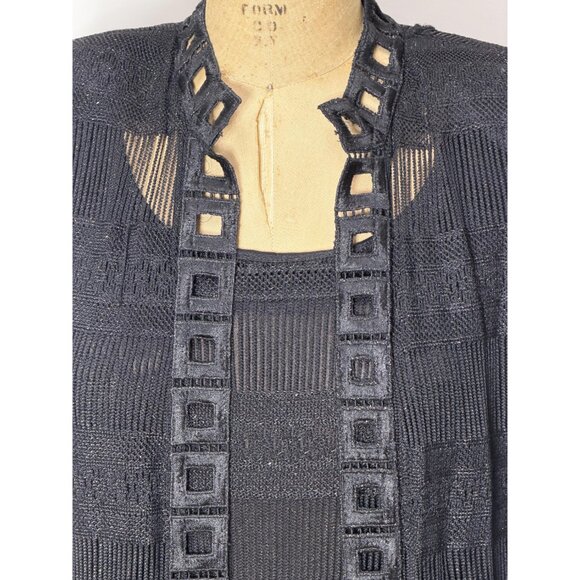 Vintage black sparkly dress and open long jacket by Damianou Size L - Picture 12 of 12